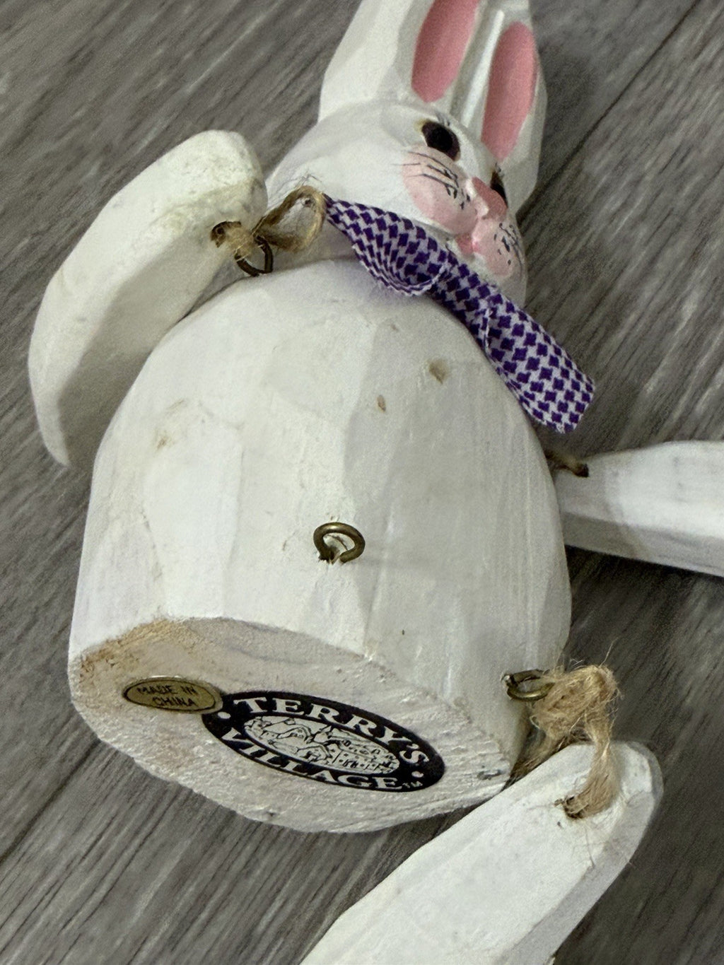 Wooden Bunny Rabbit Shelf Sitter Toy Vintage Terry’s Village Easter Needs Repair