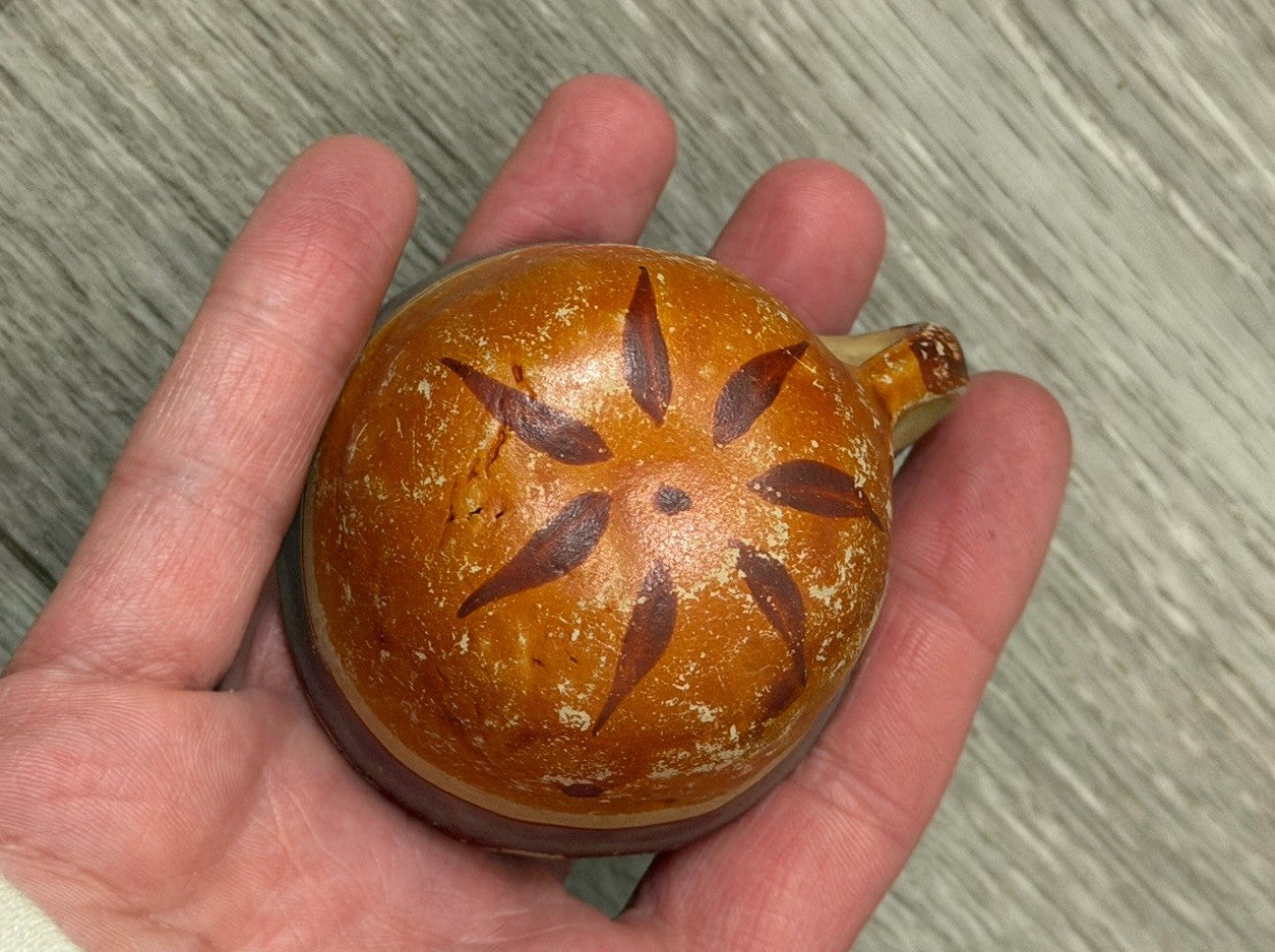Vintage Mexican Cup Handmade Pottery Small Size 1.25” Tall X 2.25” Diameter
