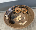 Vintage Japanese Retro Floral Bowl Ceramic Serving Bowl Brown READ