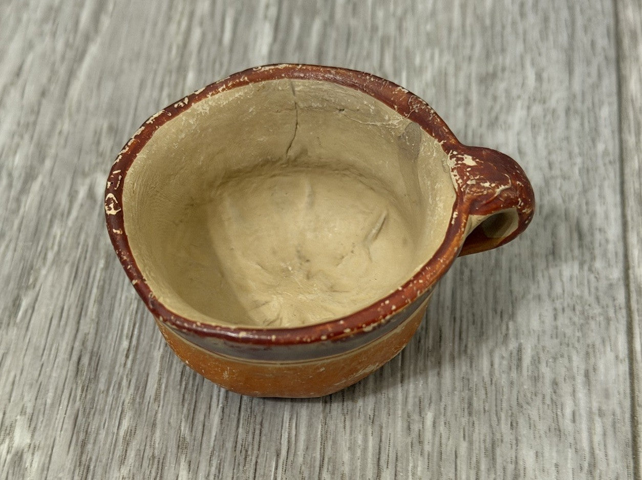 Vintage Mexican Cup Handmade Pottery Small Size 1.25” Tall X 2.25” Diameter
