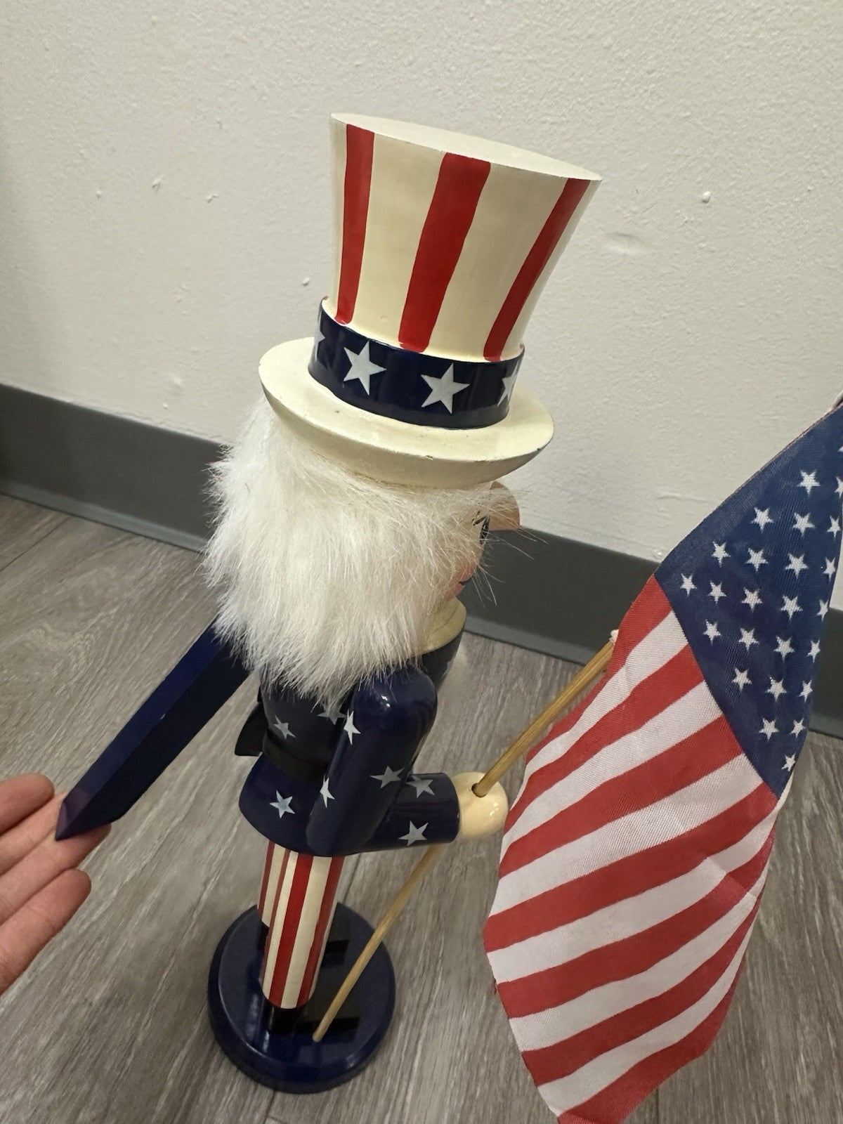 Americana Stars & Stripes Nutcracker Red White & Blue American Flag 14 3/4” EUC