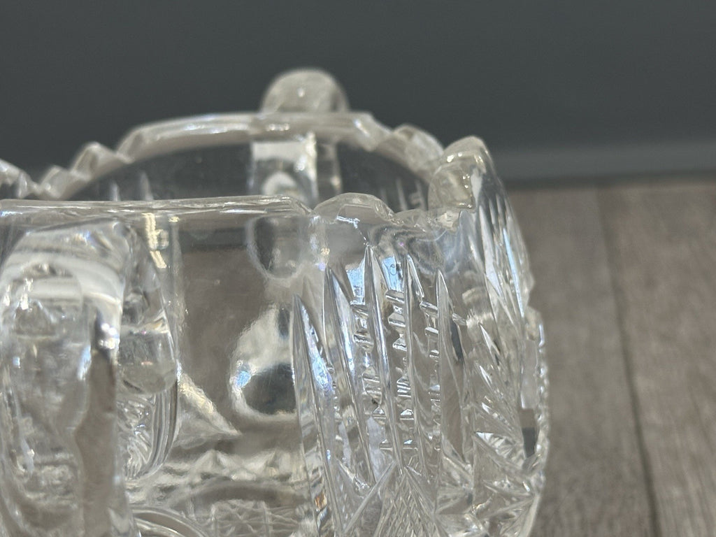 Mid Century Molded Glass Sugar bowl - Fire Polished ABP Style No Seems Starburst
