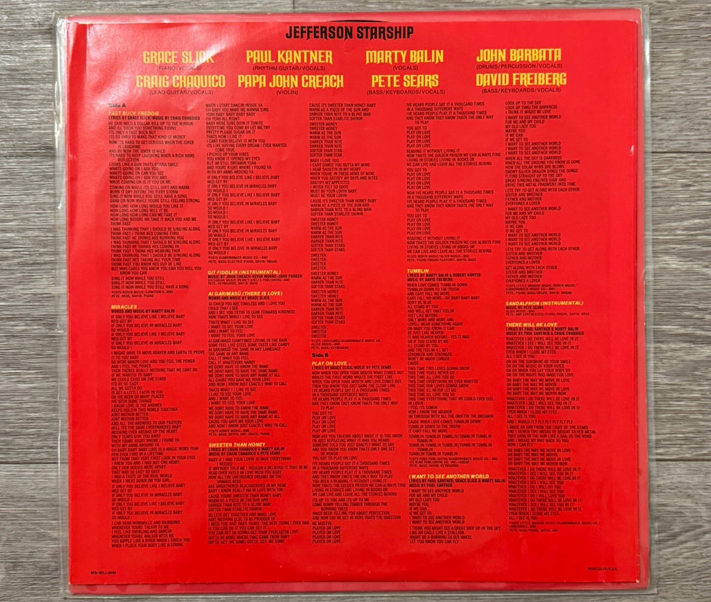 JEFFERSON STARSHIP - Red Octopus (1975) - 12" Vinyl Record LP Good
