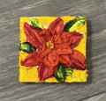 ‘Pointsettia’ Christmas Mini Oil Painting Magnet By Paris Wyatt Llanso 2x2”