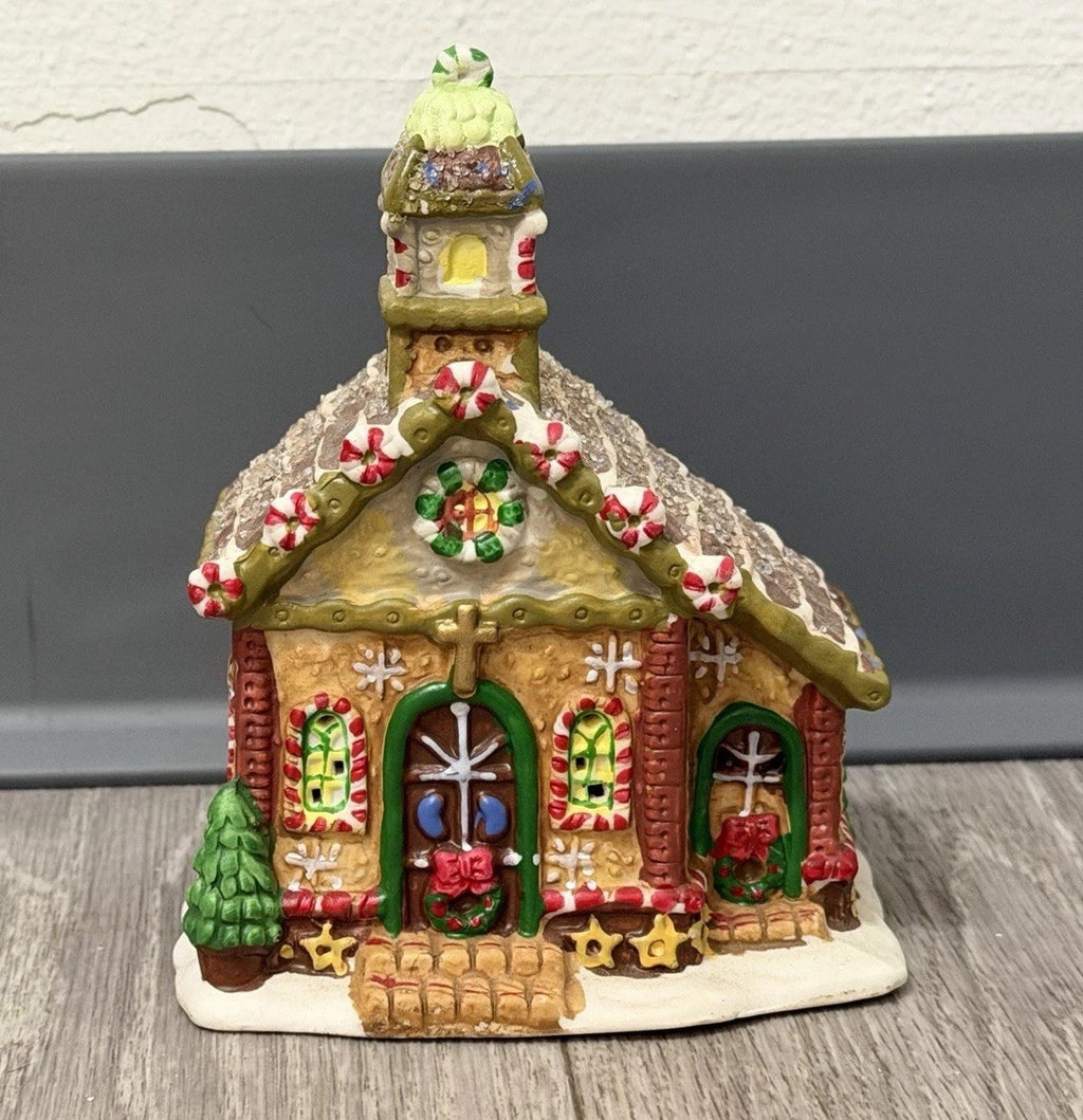 Ginger Frost Lane 2005 Christmas House Church Porcelain Ceramic 5” Tall