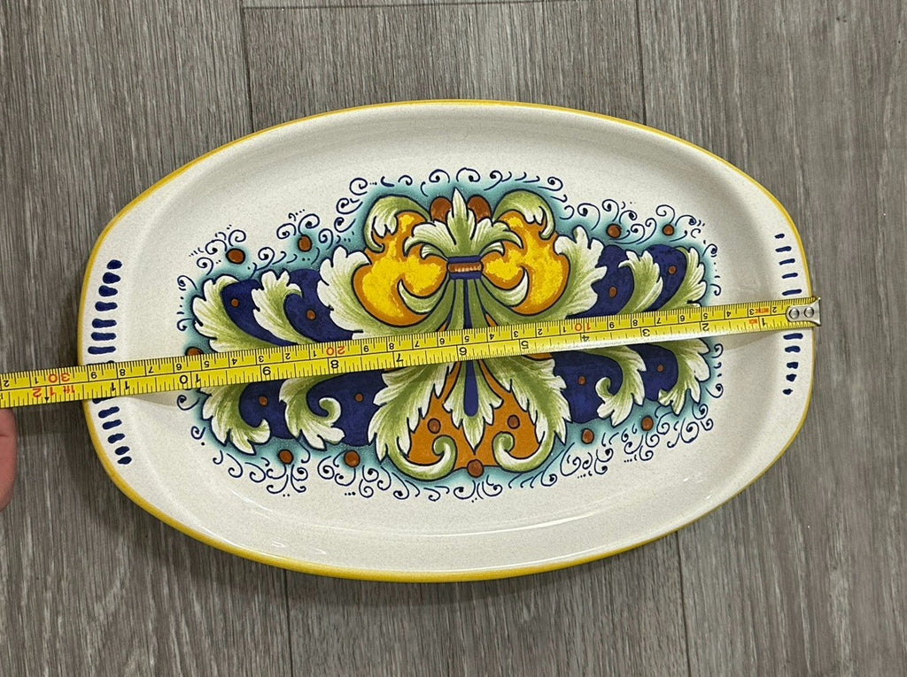 Ceramica Nova Deruta 12 In. Oval Serving Dish-Hand Painted Follia Pattern