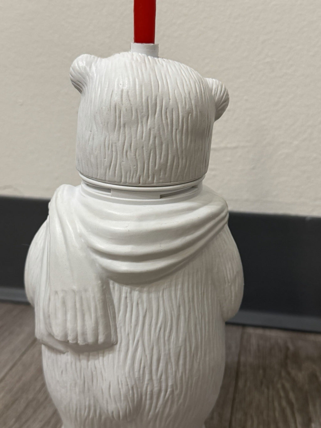 Vintage Coca Cola Polar Bear Water Bottle w/ Red Straw 