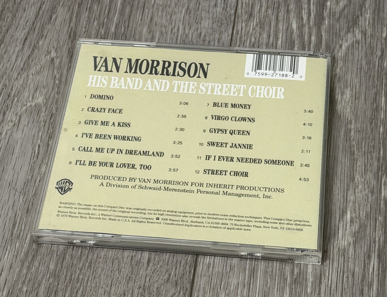 VAN MORRISON His Band And The Street Choir CD