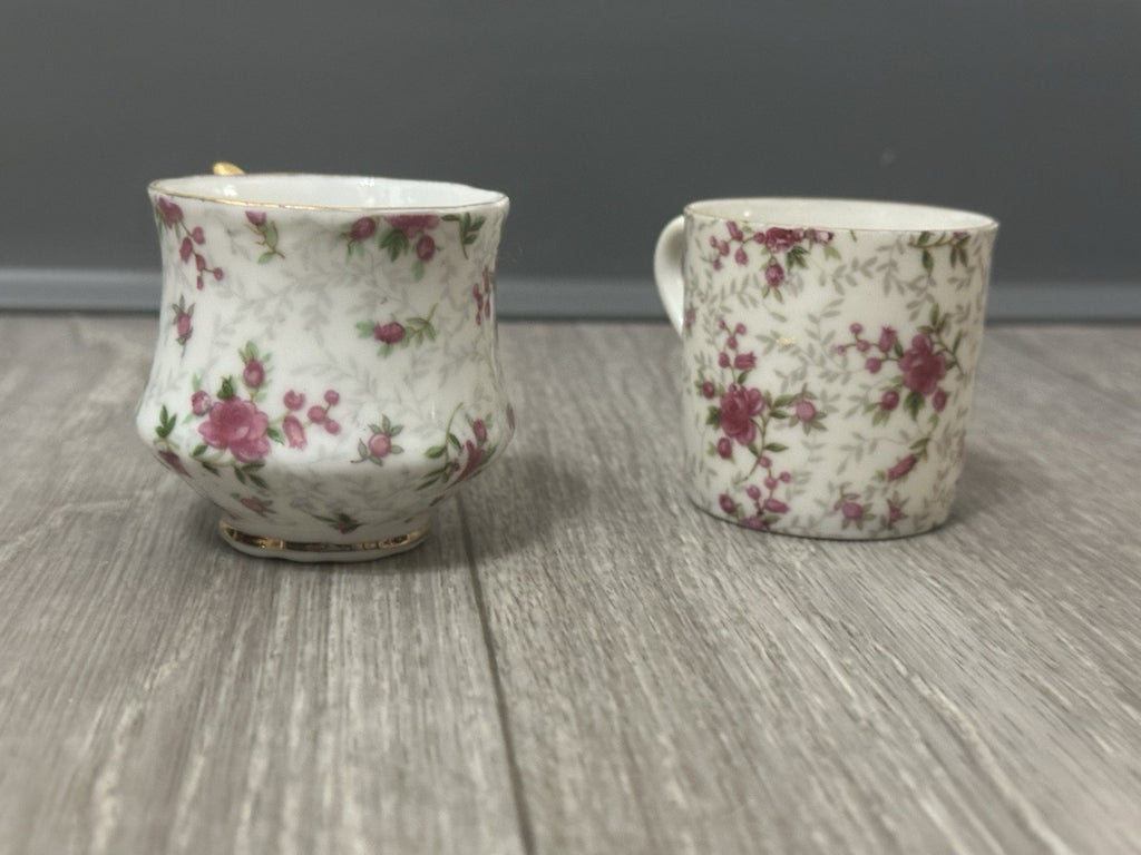 Pair of Vintage Child - Size Lefton & Companion Demitasse Teacups - Hand Painted