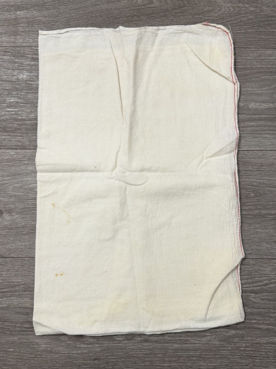 Vintage Dish Drying Towel / Tea Towel 24x35” Off White With Red Edges