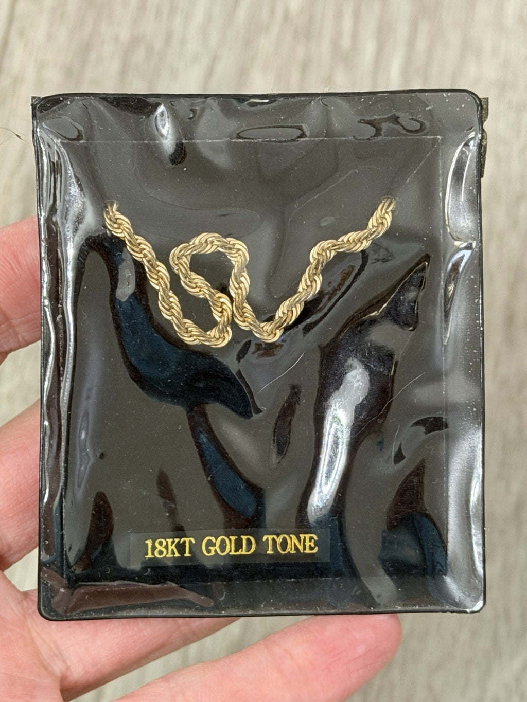 Vintage 18K Gold Tone Rope Chain Sealed In Package - Fashion Jewelry - READ