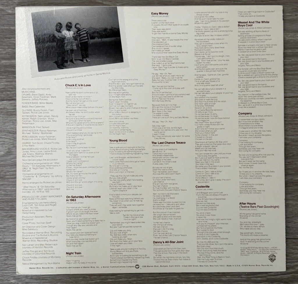 RICKIE LEE JONES - Self Titled (1979) - 12" Vinyl Record LP - GOOD
