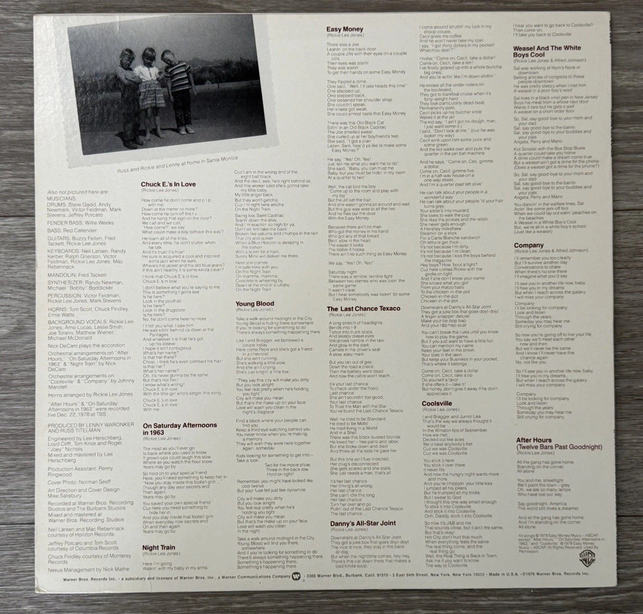 RICKIE LEE JONES - Self Titled (1979) - 12" Vinyl Record LP - GOOD
