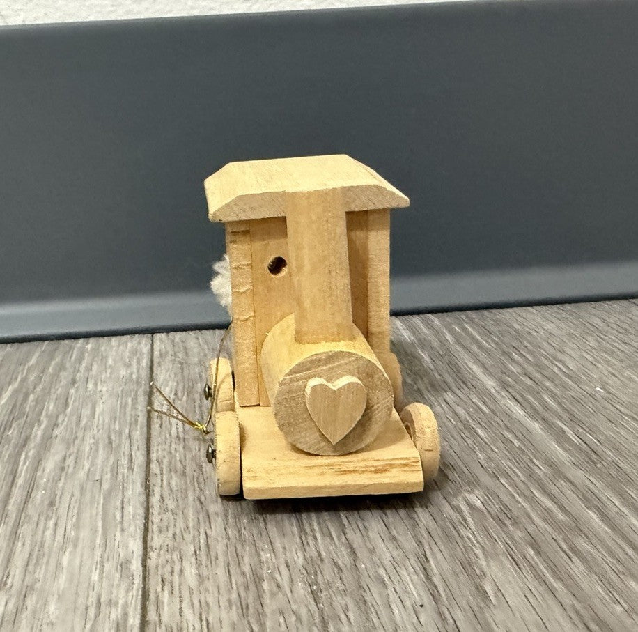 Wooden Christmas Tree Ornament Natural wood train engine