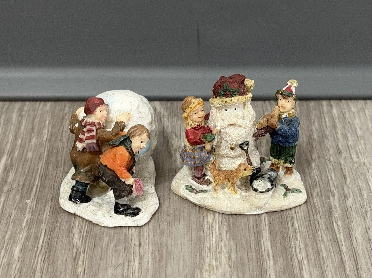 Christmas Village Figurines Lot of  2 Holiday Snow Figures
