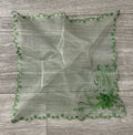 Vintage Green Needle Run Lace Hanky Handkerchief Floral