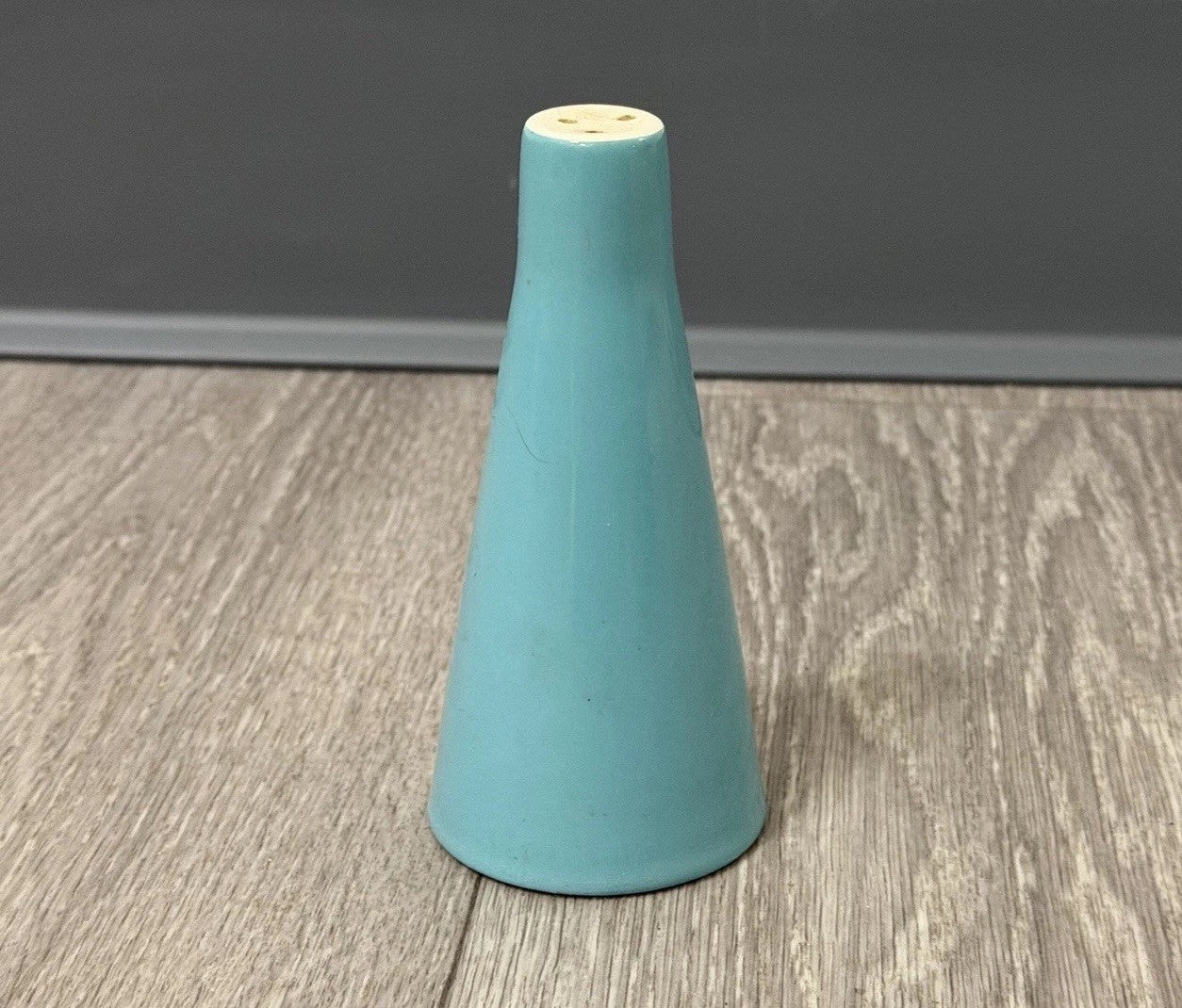 Mid-century Cera-Stone Salt Shaker 4.75” Light Blue