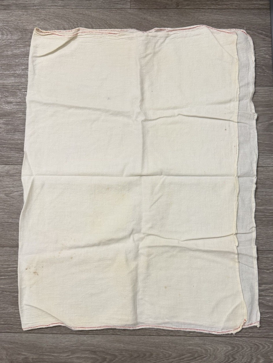 Vintage Dish Drying Towel / Tea Towel 24x35” Off White With Red Edges