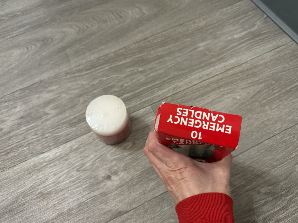 Luminessence Household Emergency Box Of Candles (incomplete) & Red/White Candle