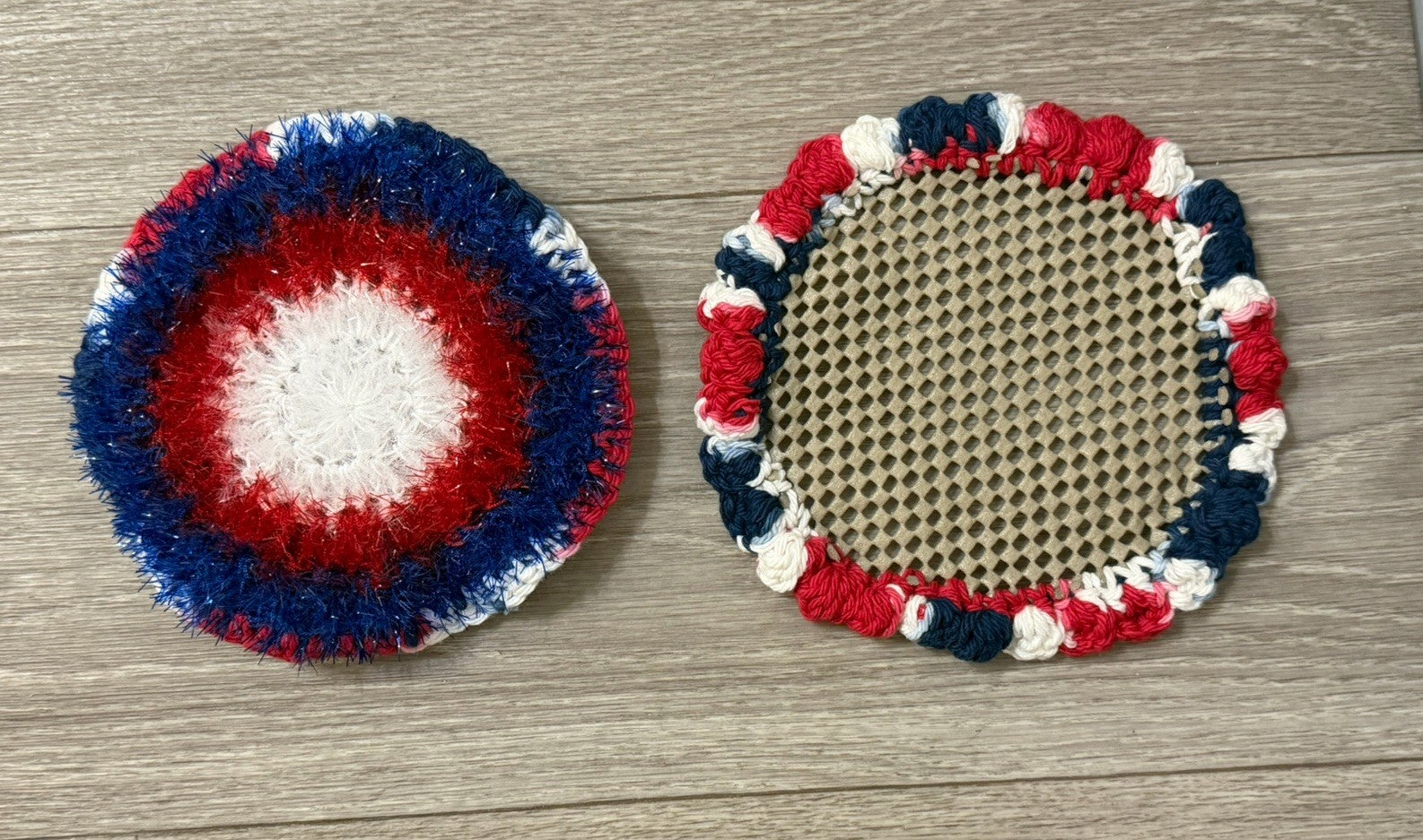 Crocheted Dish Scrubby & Jar Opener Gripper Set Of 2 - 1 Scrubby + 1 Gripper