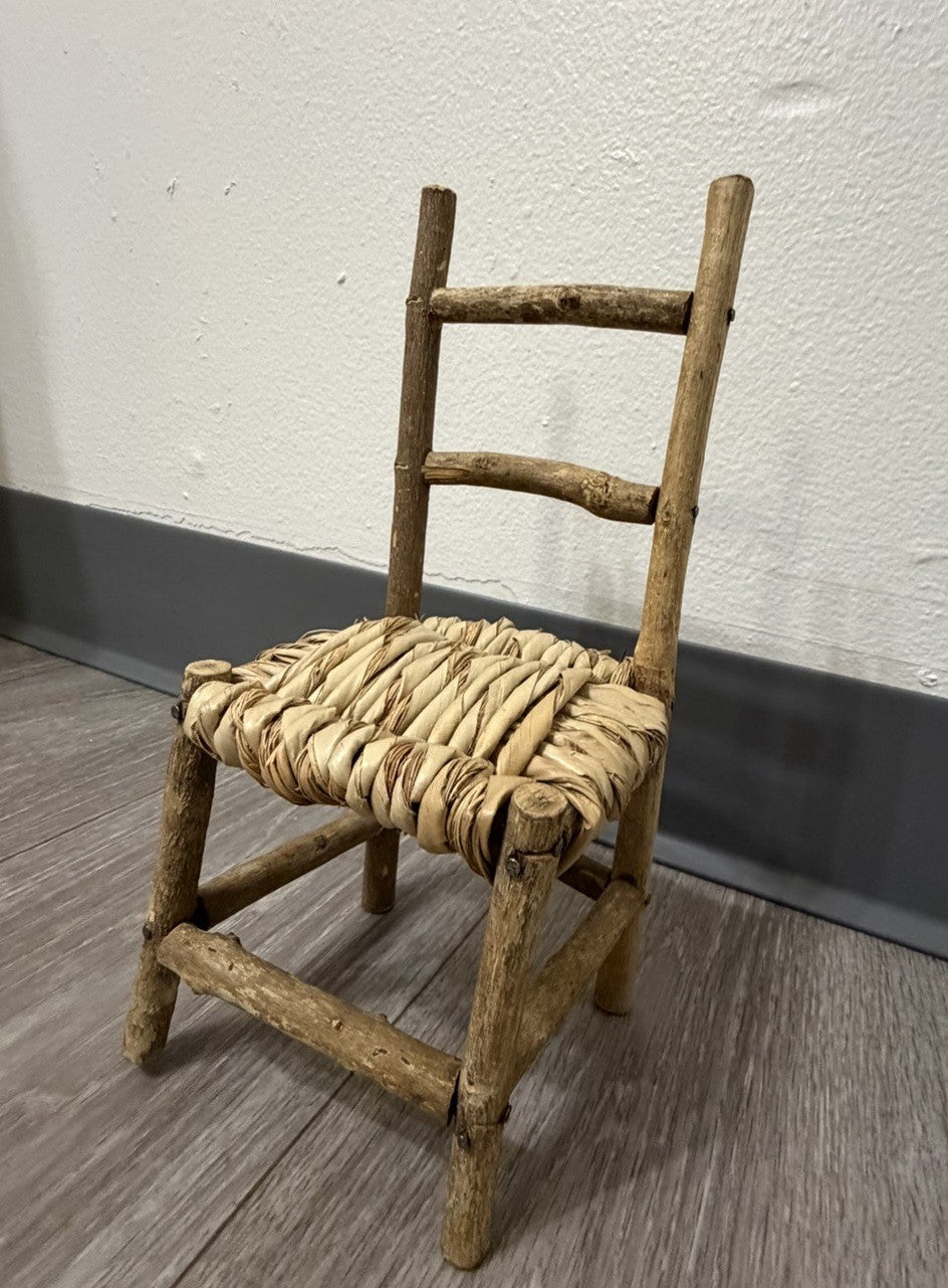 Cute Wood Ladder Back Doll Teddy Bear Chair 10” Tall Does Not Sit Sturdy