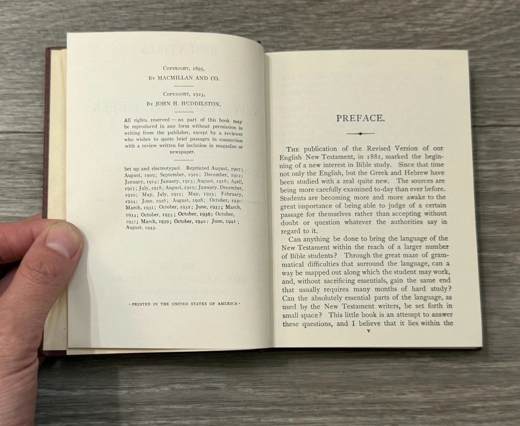 Essentials of New Testament Greek 1943 Reissue John Homer Huddilston BIBLE STUDY