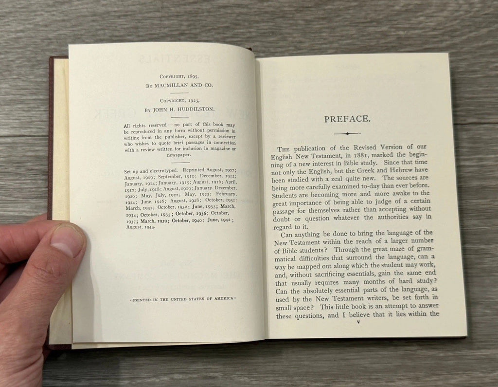 Essentials of New Testament Greek 1943 Reissue John Homer Huddilston BIBLE STUDY
