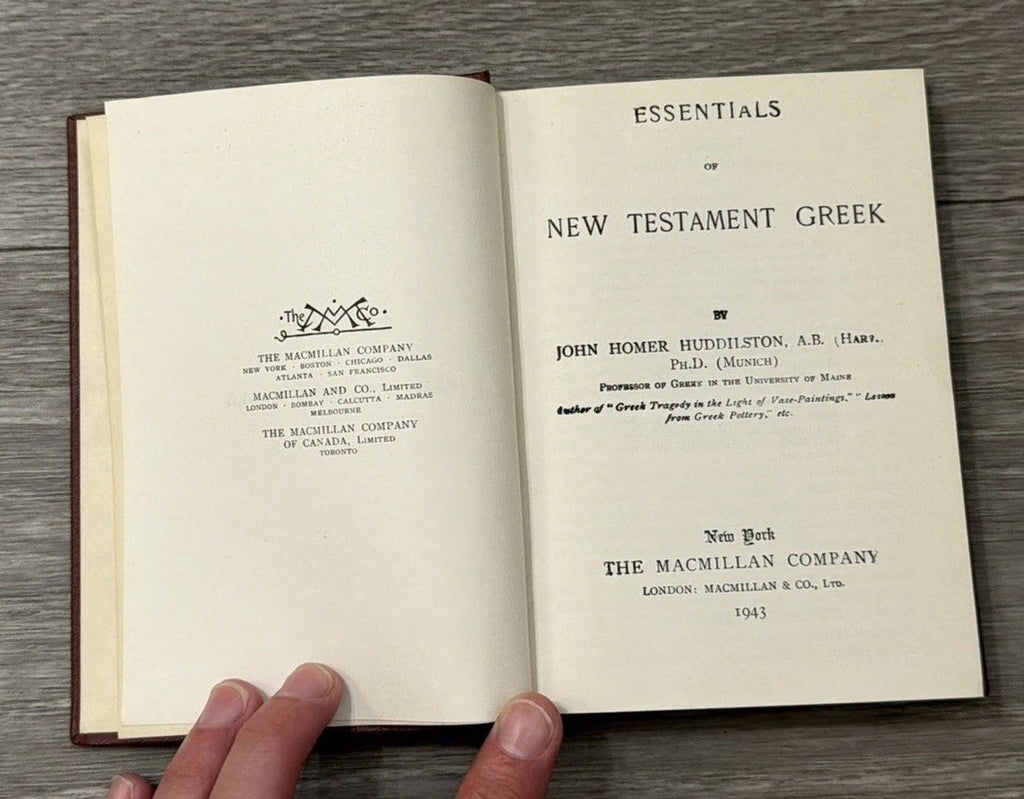 Essentials of New Testament Greek 1943 Reissue John Homer Huddilston BIBLE STUDY