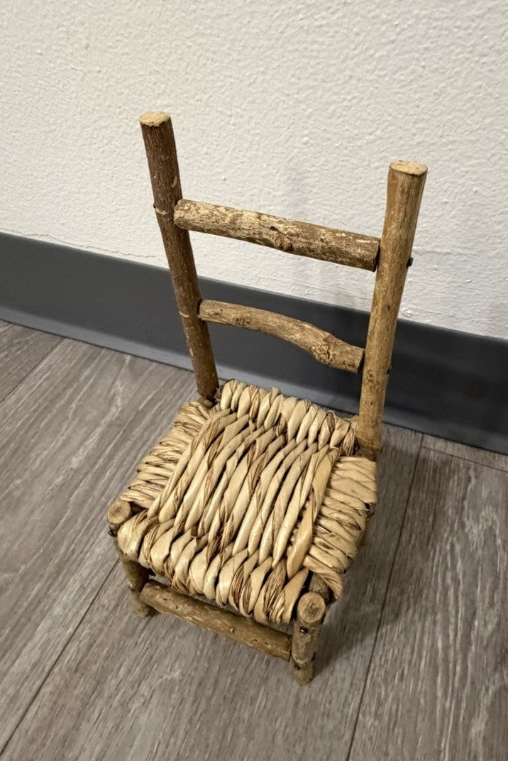 Cute Wood Ladder Back Doll Teddy Bear Chair 10” Tall Does Not Sit Sturdy