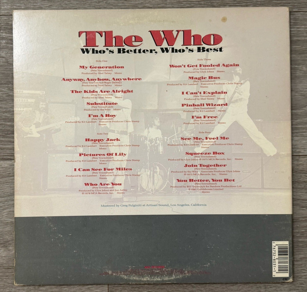 The Who – Who’s Better Who’s Best 1×LP MCA2-8031 1988 VG+ Missing One Record