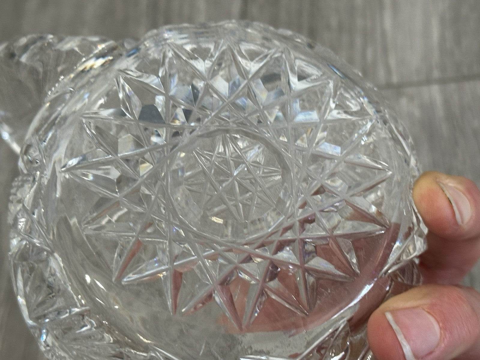 Mid Century Molded Glass Sugar bowl - Fire Polished ABP Style No Seems Starburst