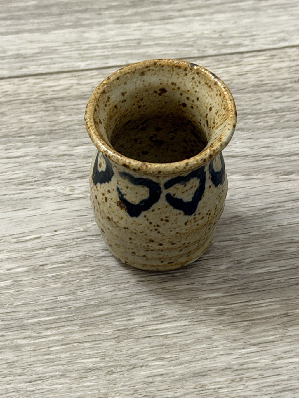 Cute Little Ceramic Studio Pottery Vase With Hearts Handmade & Signed 2.25” Tall