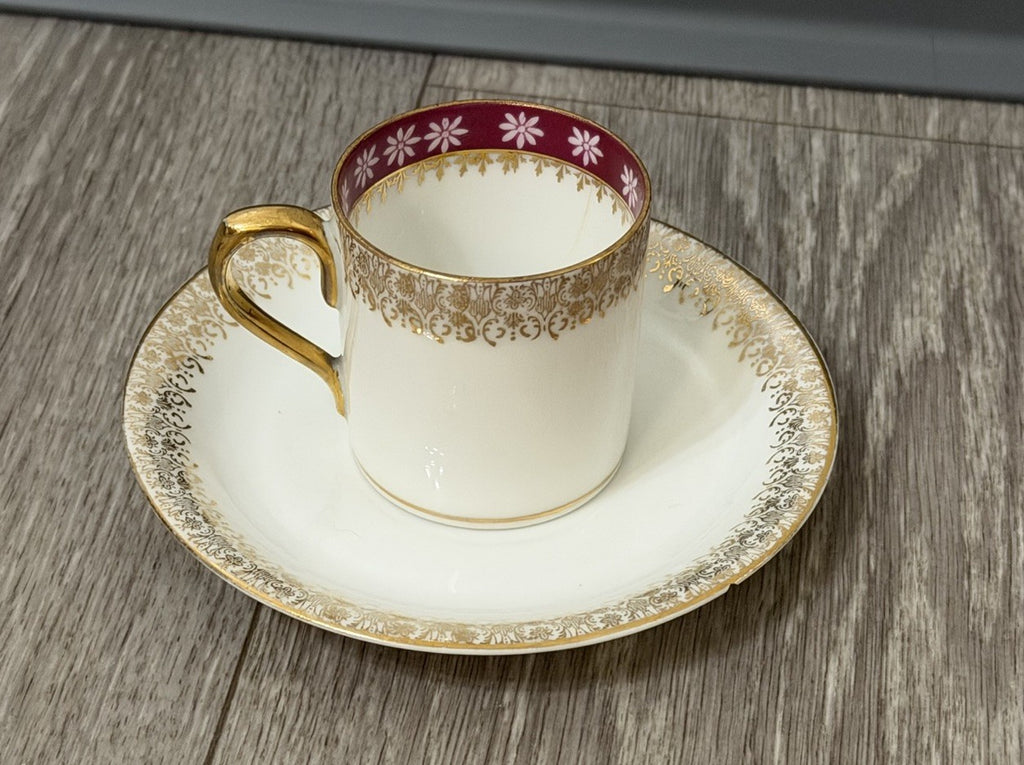 Small Size Antique CT Altwasser Germany Porcelain Tea Cup & Saucer Set Gold Trim