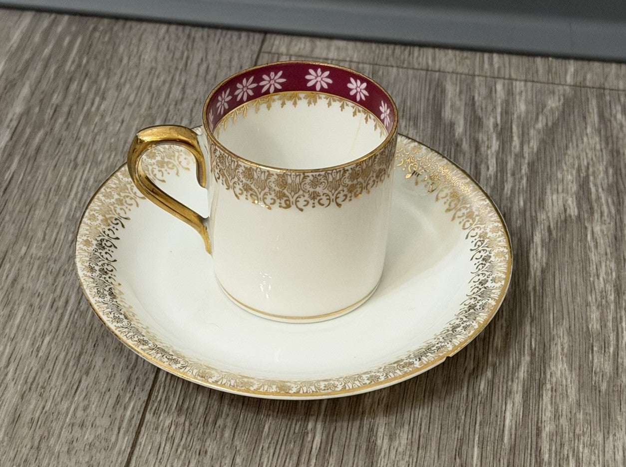 Small Size Antique CT Altwasser Germany Porcelain Tea Cup & Saucer Set Gold Trim