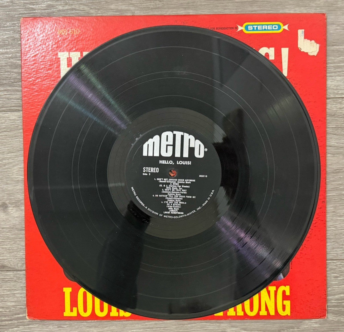 Louis Armstrong - Hello Louis! - 33-1/3, Stereo Vinyl Record - MS-510, 1965