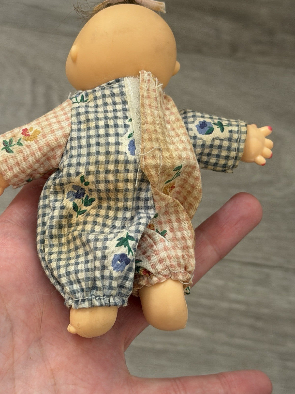 Cabbage Patch 1995 Vintage Mini Figure Doll Brown Hair Plaid Jumper Needs TLC