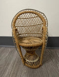 Peacock Chair Plant Stand or Doll Chair Boho Décor Wicker Rattan 12.25” Tall