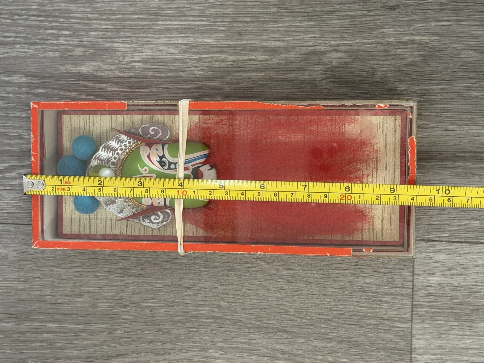 Vintage Chinese Opera Face Painting Miniature Clay Mask Box Tang BROKEN BOX