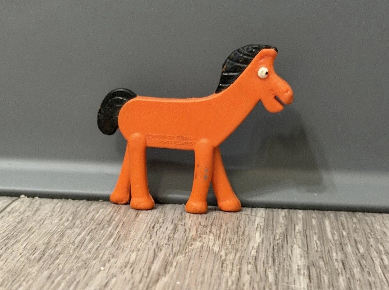 Vintage Prema Toys Gumby POKEY Orange Horse 2.5” Long Super-Flex Figure