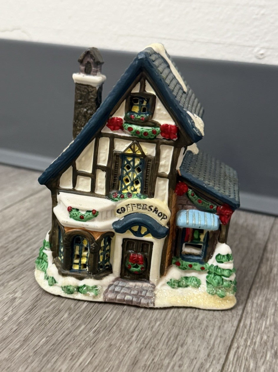 4.5" Tall Ceramic Christmas Village Coffee Shop