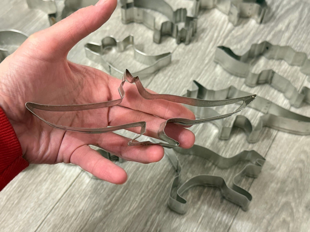 Vintage Cookie Cutters Dinosaur / Prehistoric + 1 Ghost Set of 11 4.5-6" Metal