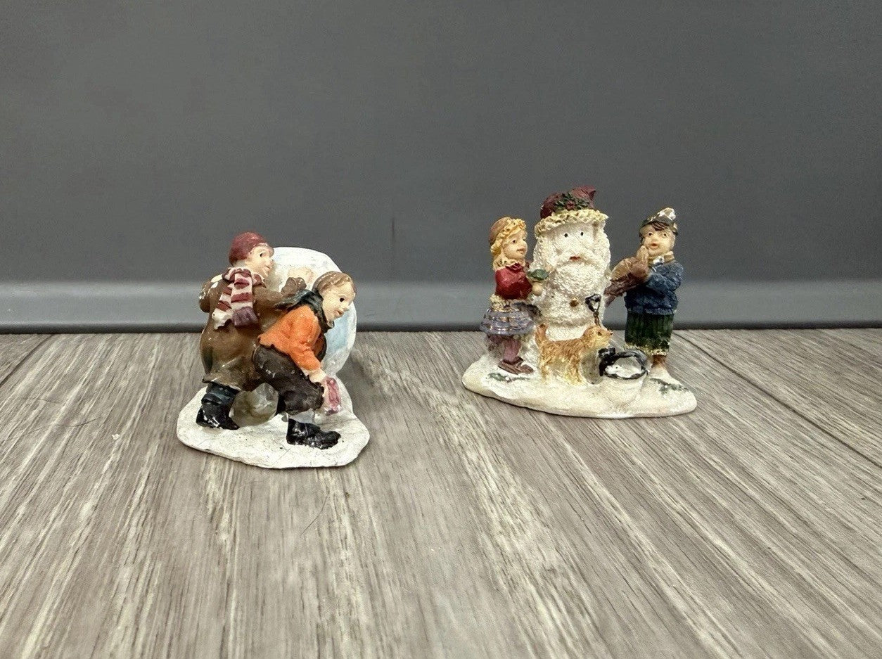 Christmas Village Figurines Lot of  2 Holiday Snow Figures