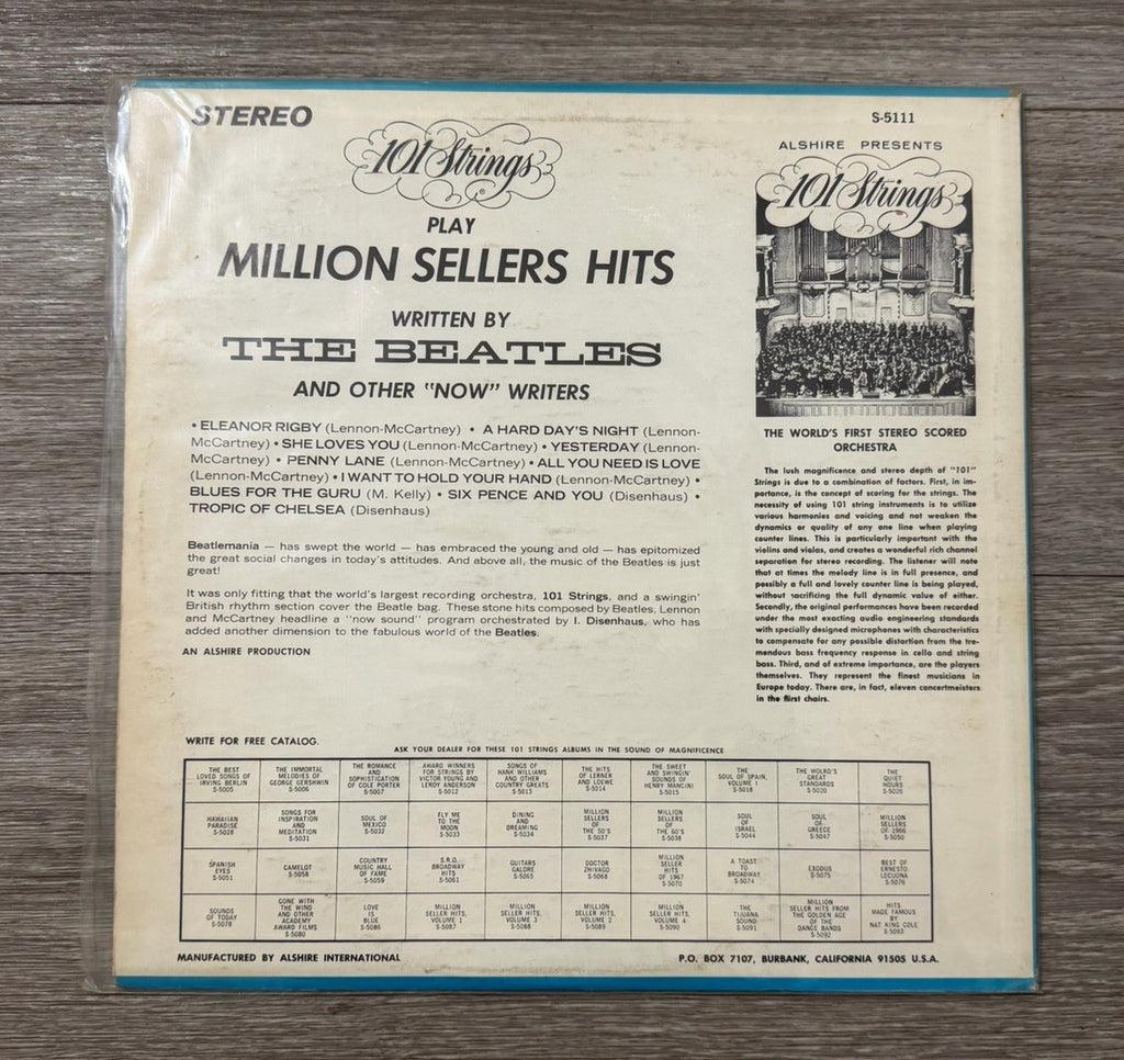 101 Strings Play Hits Written By The Beatles LP Vinyl Record Alshire S-5111