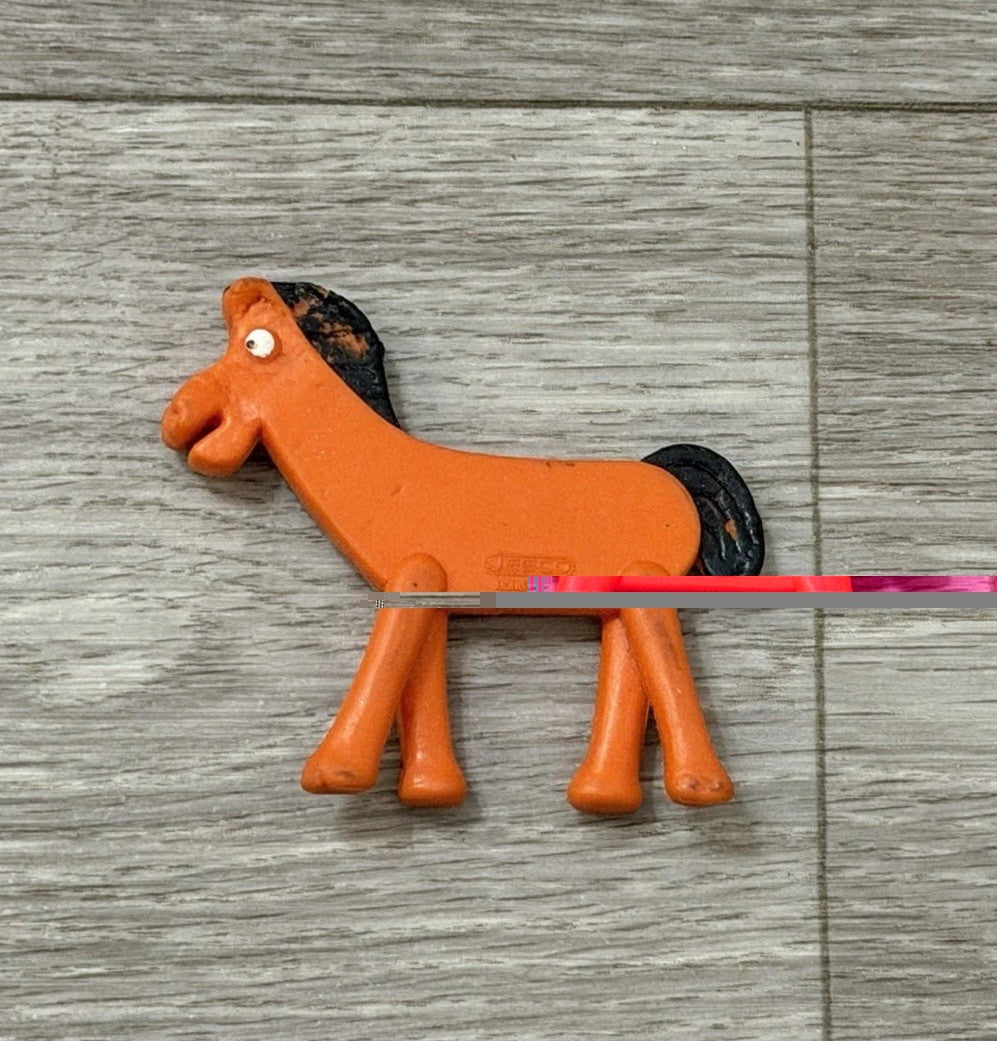 Vintage Prema Toys Gumby POKEY Orange Horse 2.5” Long Super-Flex Figure