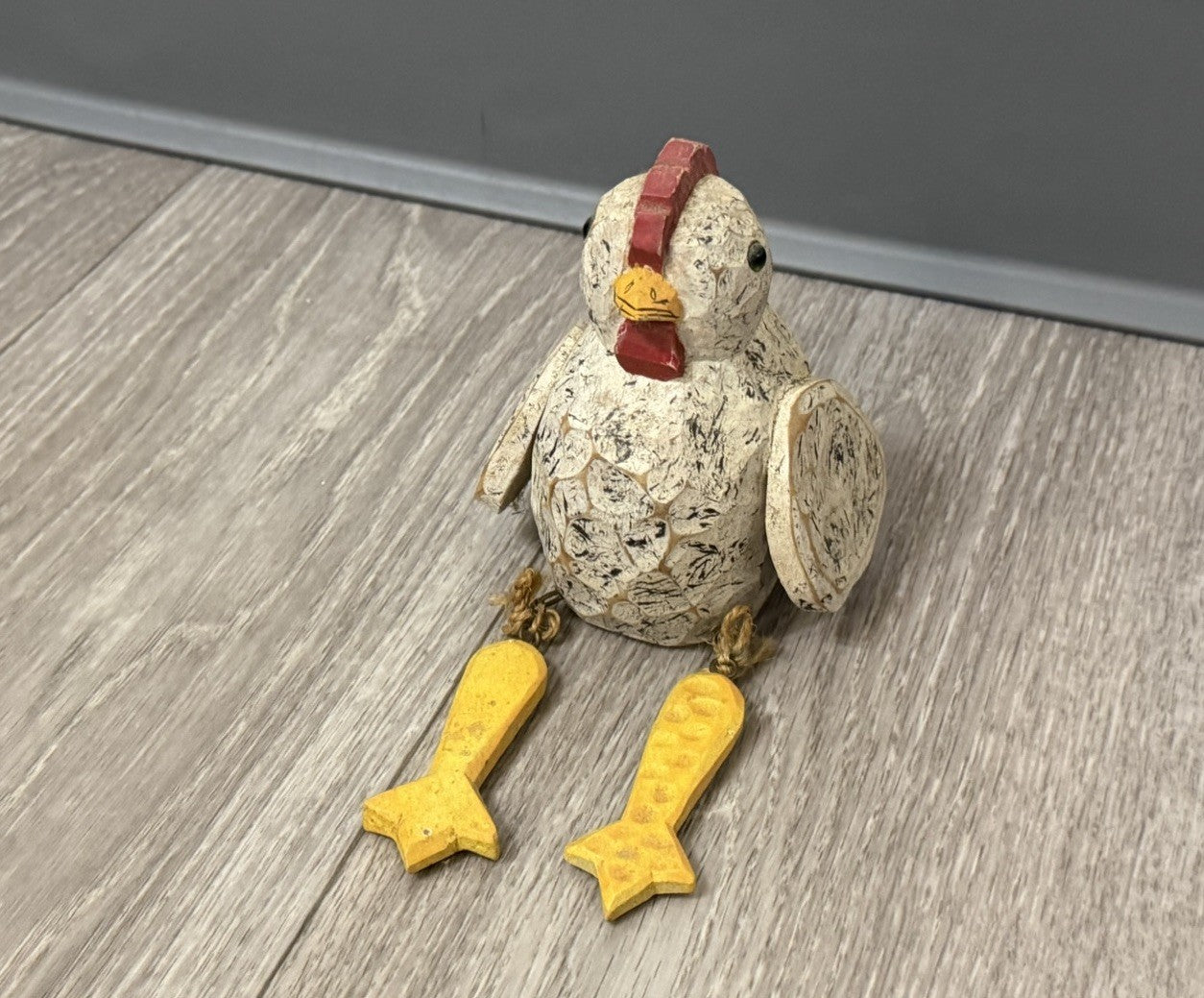 Vintage Wooden Chicken Shelf Sitter With Dangle Feet Cute Country Kitchen Decor