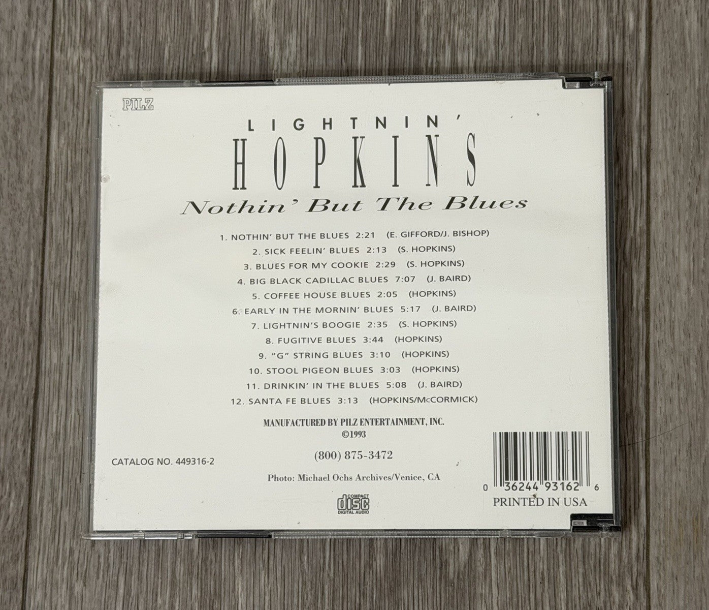Lightnin' Hopkins Nothin' But The Blues Music CD