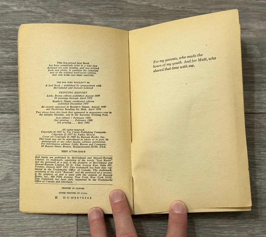 The Dog Who Wouldn't Be Mass Market Paperbound Farley Mowat