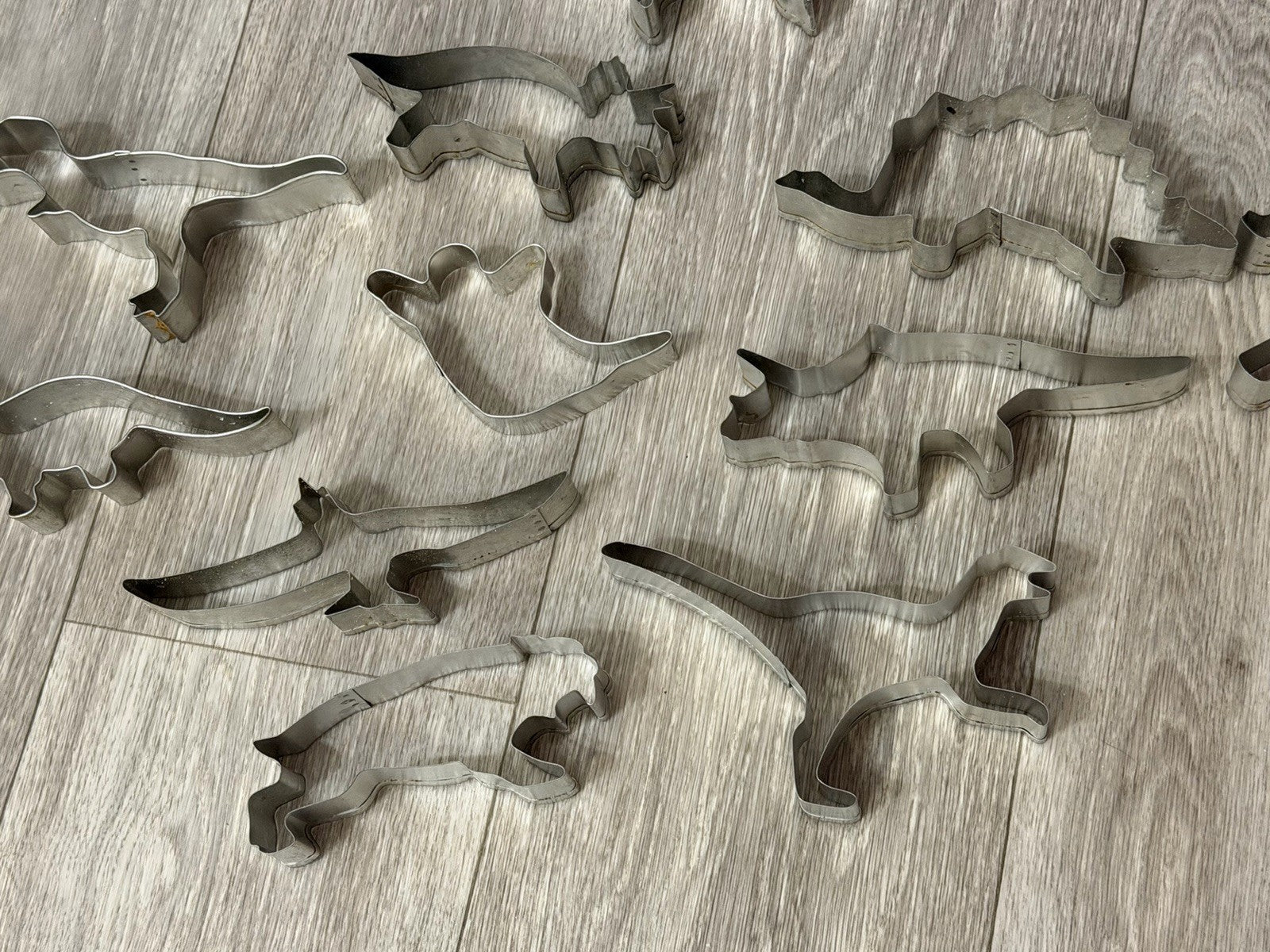 Vintage Cookie Cutters Dinosaur / Prehistoric + 1 Ghost Set of 11 4.5-6" Metal