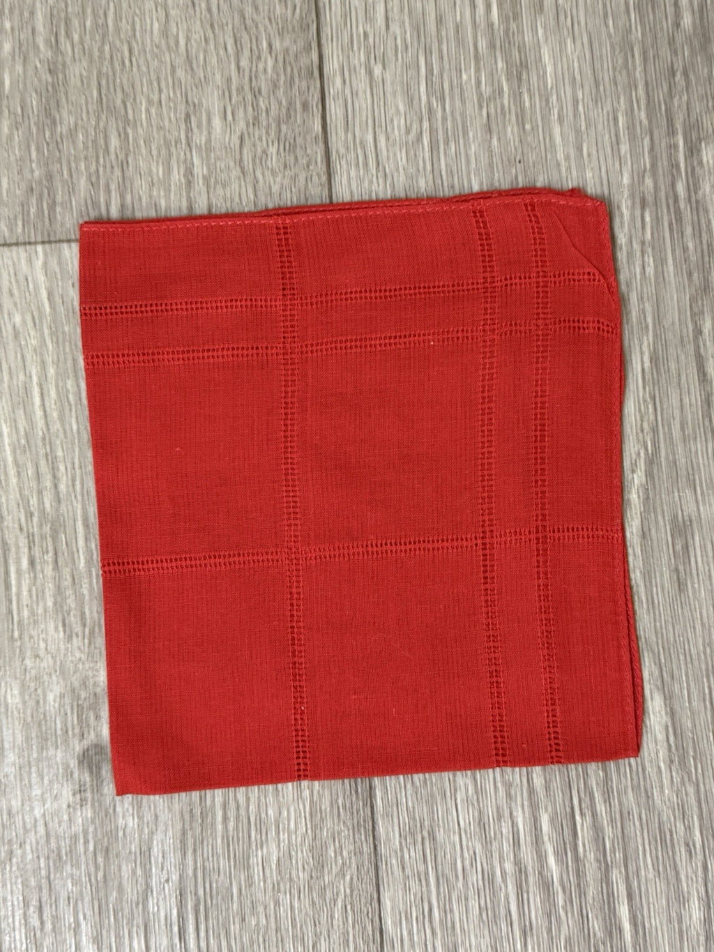 Vintage Bright Red Handkerchief Hanky With Embroidered Flowers Floral For Women