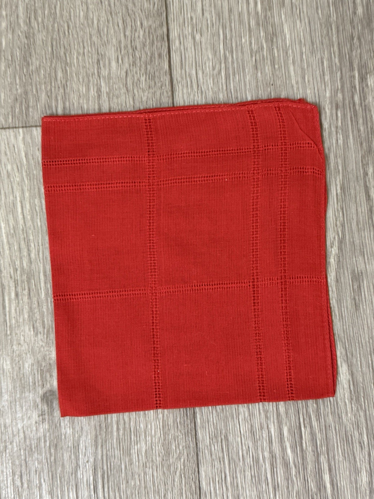 Vintage Bright Red Handkerchief Hanky With Embroidered Flowers Floral For Women